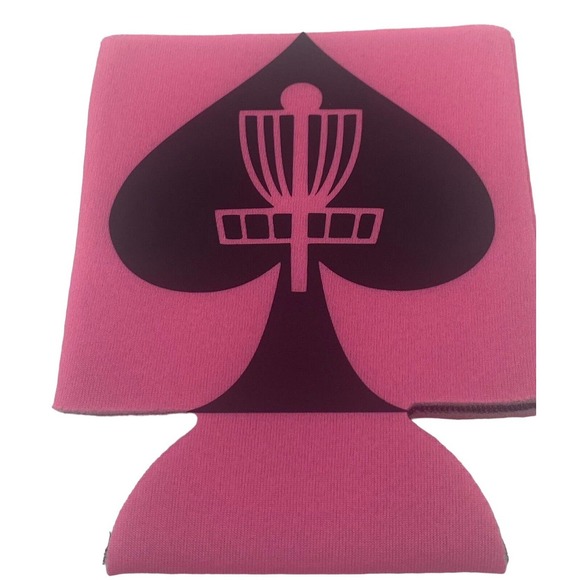 Disc Golf Koozie Cooler Custom Made Double Sided Vinyl Logo HYZER ACED PINK - Picture 3 of 4